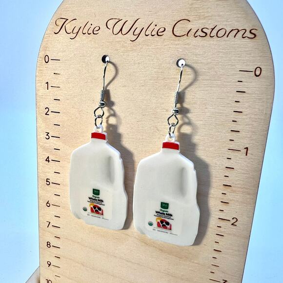Milk Earrings - Milk Jugs - Milk Accessories - Cow Earrings - Milk and Cookies - Picture 7 of 7